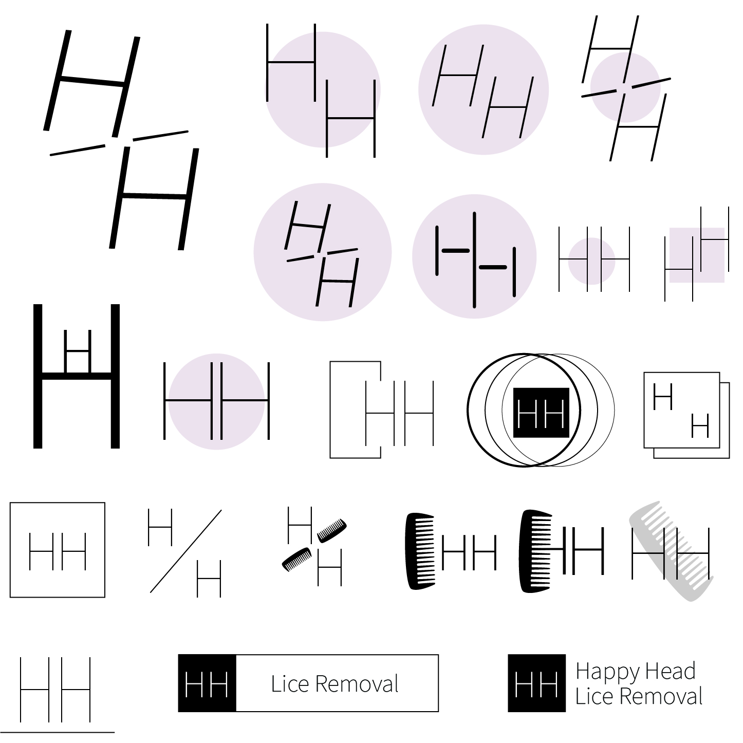 various minimalist logos featuring two letter H's.